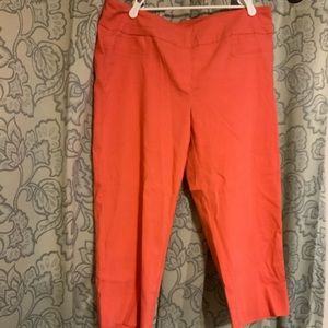 Coral cropped dress pants